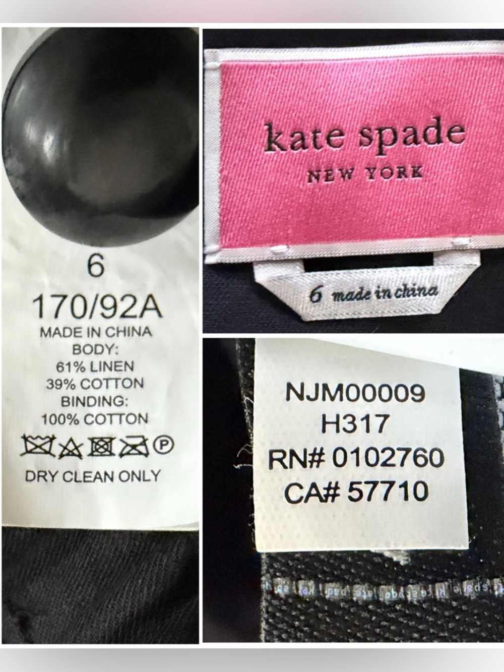 Kate Spade New York Black Cotton/Linen Twill Jumpsuit | Black | Size 6 - Picture 9 of 13